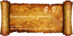 Gyorgyevics Vencel névjegykártya